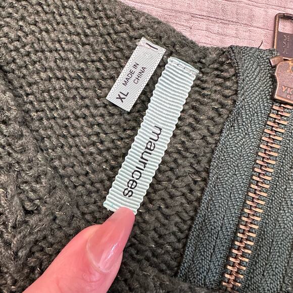 Maurices Green/Gold Fleck Sweater WMNS XL Crew Neck Patchwork Jumper Boho Waffle - Picture 4 of 6